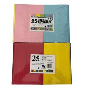 The Paper Company Sets of Card Stock & Envelopes Primary & Pastel 25 Cards Each